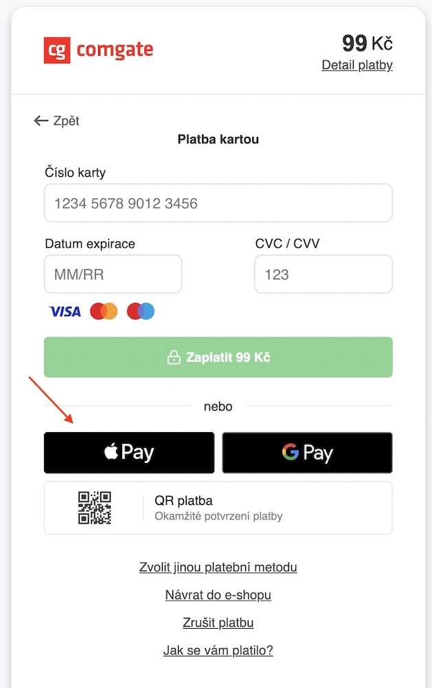 Jak platit pomoci apple pay v chromu firefoxu - jinde nez v safari